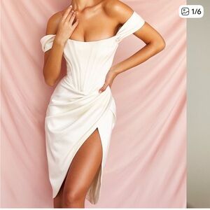 House of CB LORETTA Cream Strapless Dress